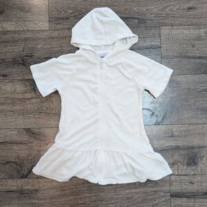 Old Navy 4T White Swim Coverup Terry Cloth Hooded Dress Swimsuit Bathing Suit
